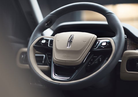 The intuitively placed controls of the steering wheel on a 2024 Lincoln Aviator® SUV | Doral Lincoln in Doral FL