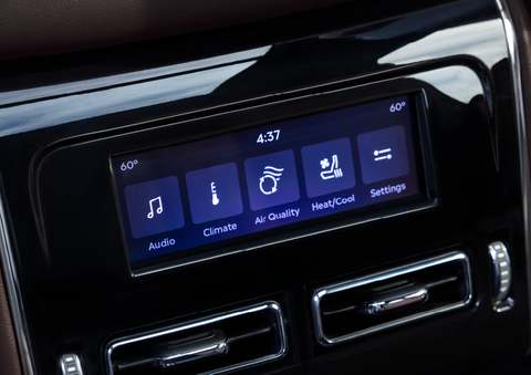 Driver controls like music, temperature, air quality, settings, and heat/cool seats are shown. | Doral Lincoln in Doral FL