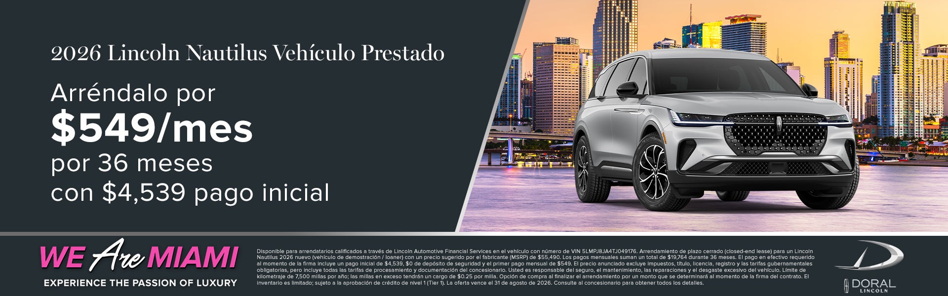 Arréndalo por $549/Mes por 36 meses con $4,539 Pago Inicial