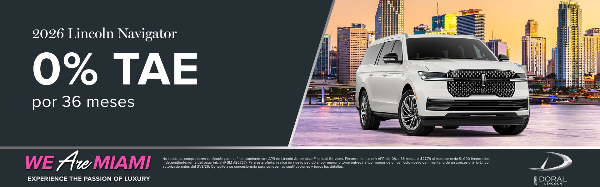 0% TAE por 36 meses en 2026 Lincoln Navigator