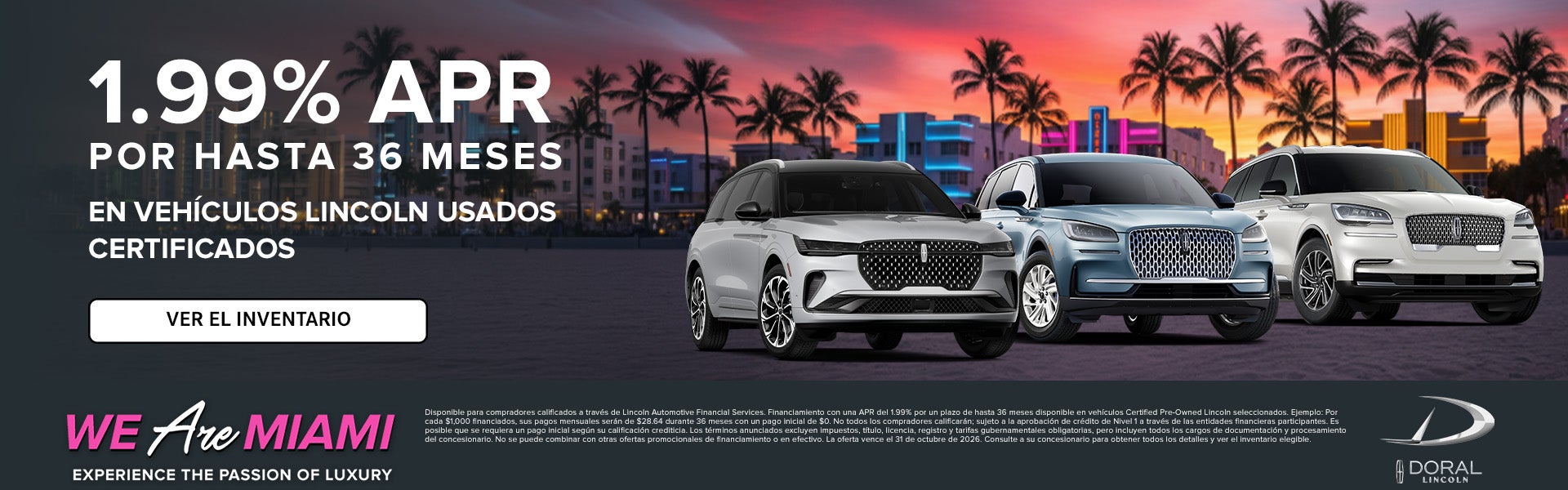 1.99% TAE por 36 meses en Vehículos Lincoln Usados Certifica